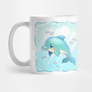 cute dolphin cartoon character design Mug